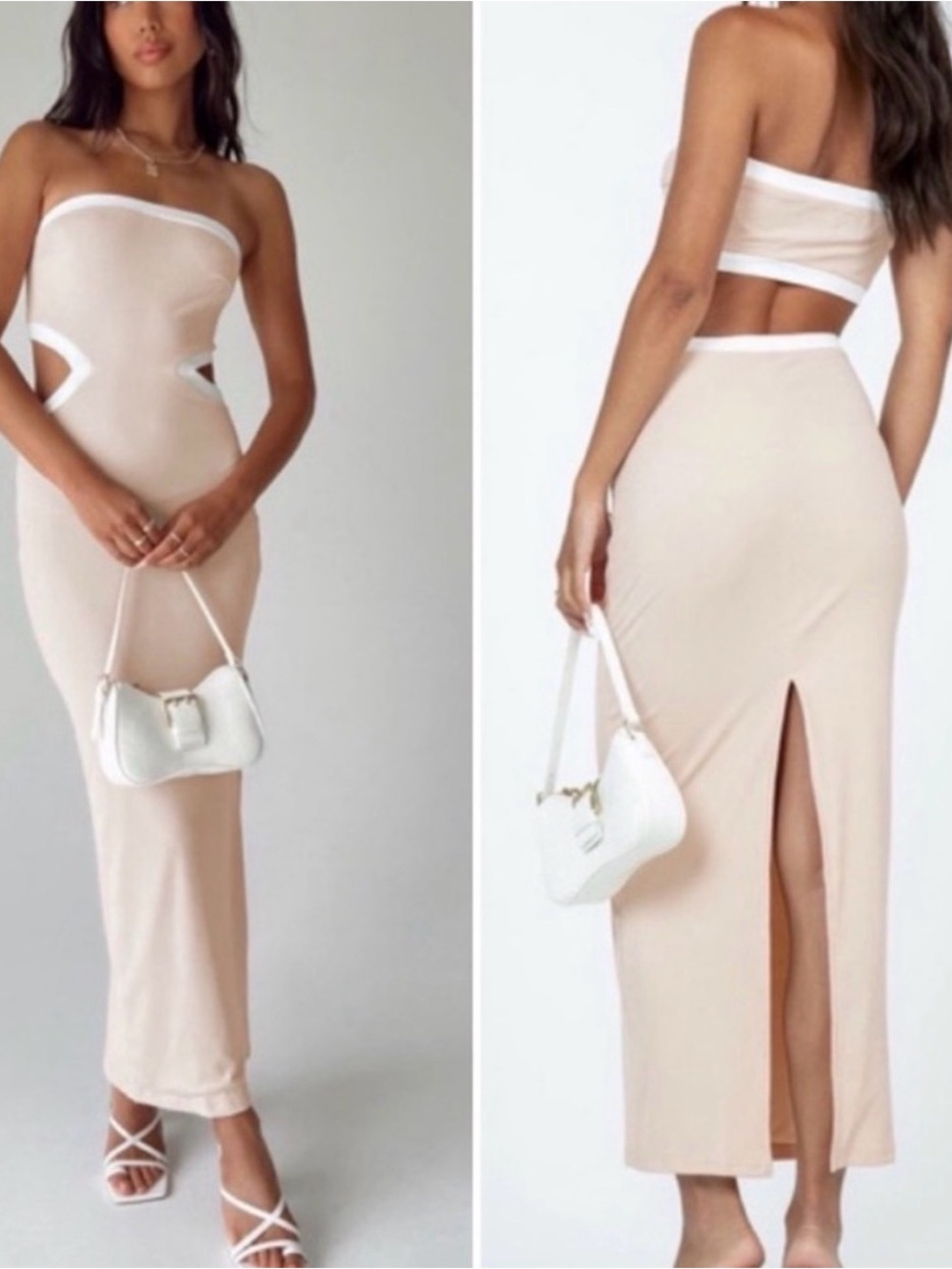 Princess Polly Greta Soft Pink Cut Out Strapless MIDI Dress
